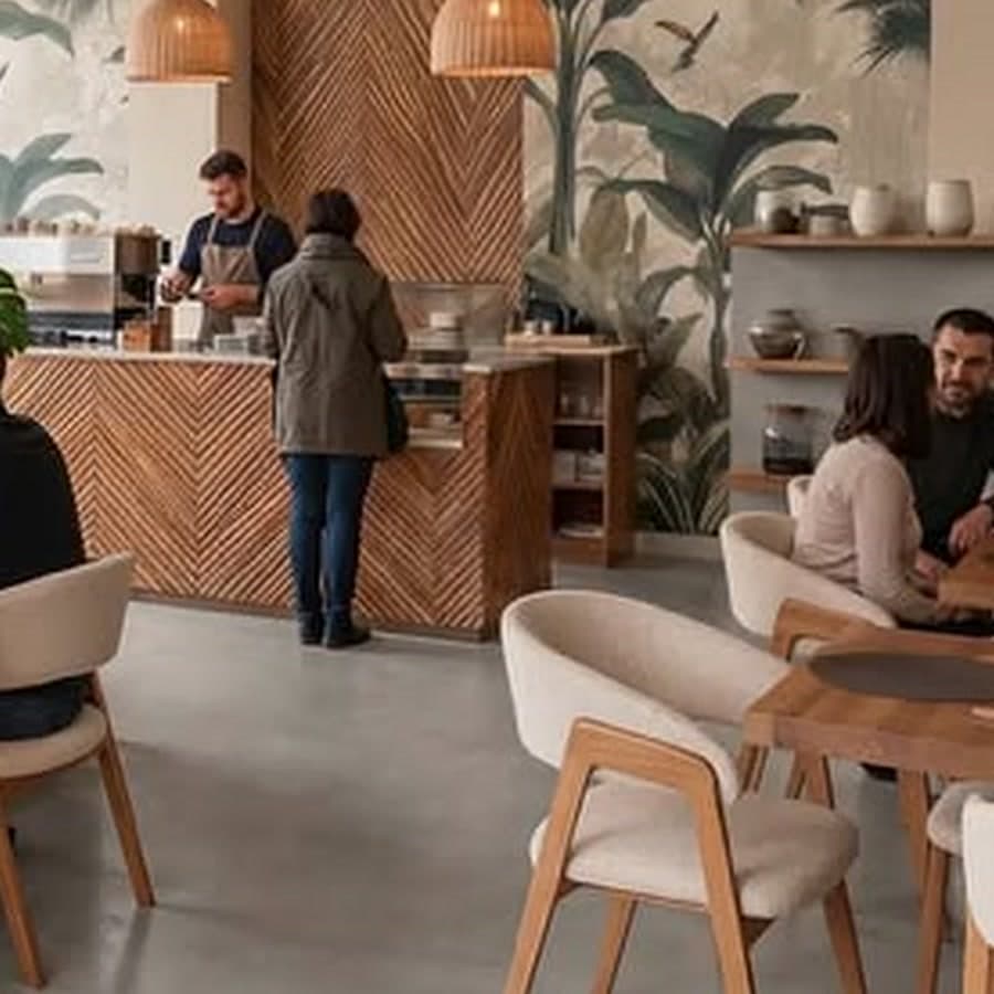 Behind the counter, calm and unhurried
